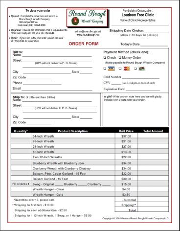 shipping order form